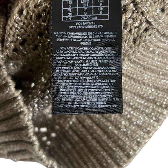 Guess Striped Wool Blend Open Knit Metallic V-Neck Sweater Taupe Gray Size Small - Picture 8 of 11